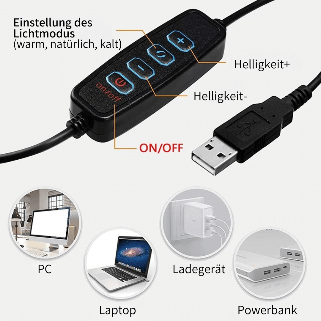 LUMIQ - Professionelles Ringlicht mit stufenloser Helligkeit