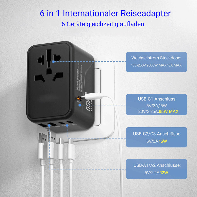 TourVolt - Internationaler Reiseadapter für 224 Länder